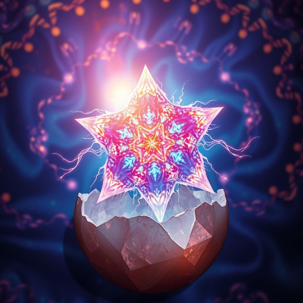 Majestic Star Emerges from Crystal Egg in Vibrant, Ethereal ...