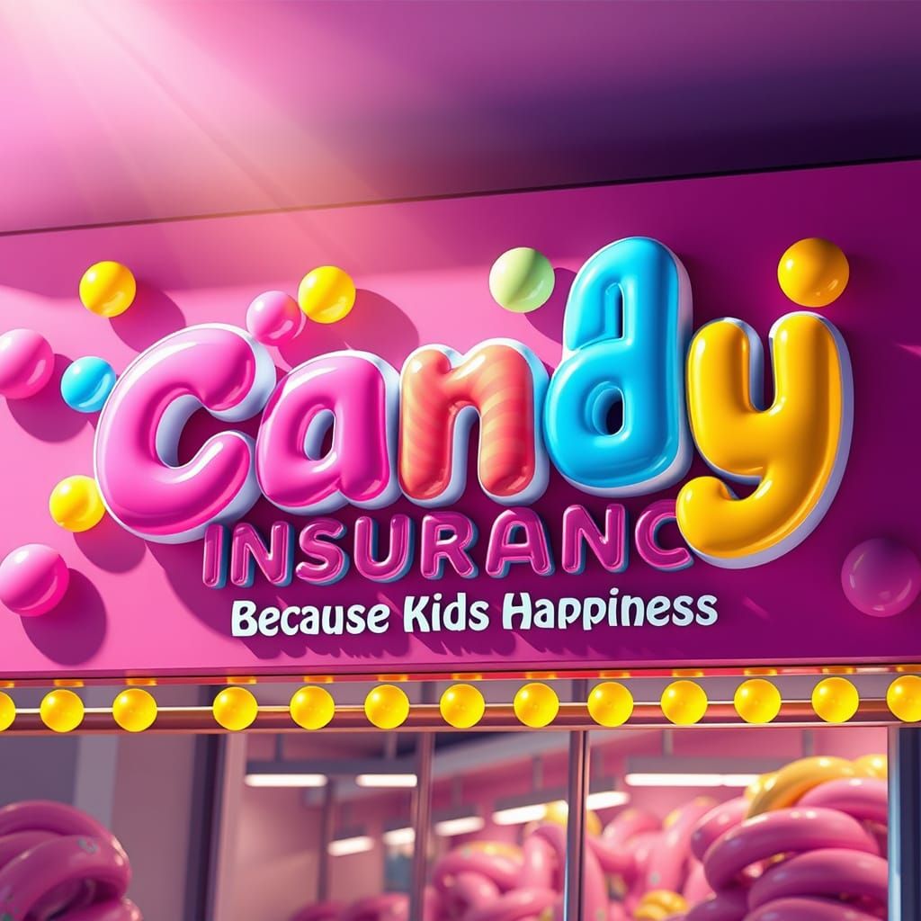 Vibrant Candy Store Sign in Hyperrealistic Style