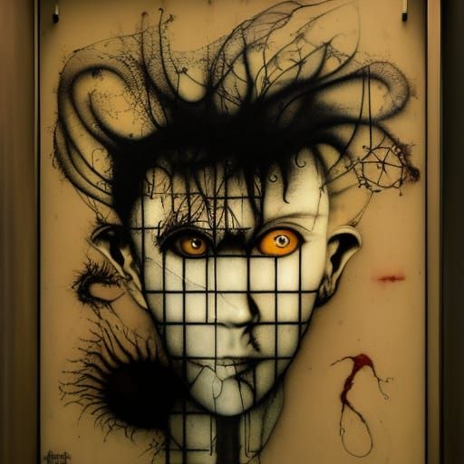 Surreal Pop Art Portrait with Geometric Details