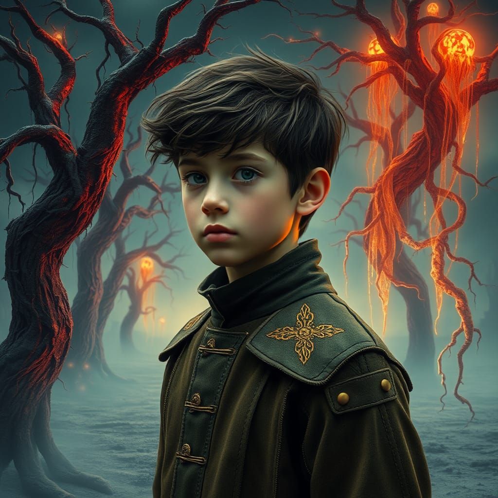 Surreal Prince in Desolate Landscape, Dreamlike Art