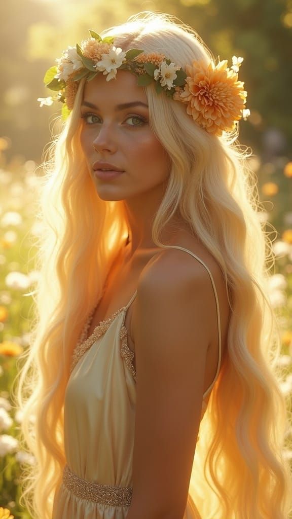 Beautiful Woman in Magical Glade, Oil on Canvas Style