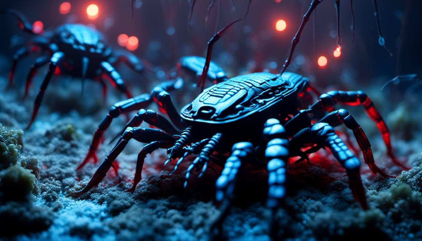Electronic Scorpions Constructing Bioluminescent Nest