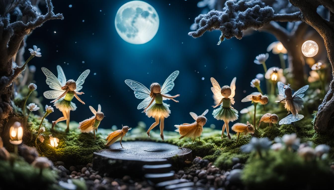 Moonlit Fairy Garden: Detailed Macro Photography