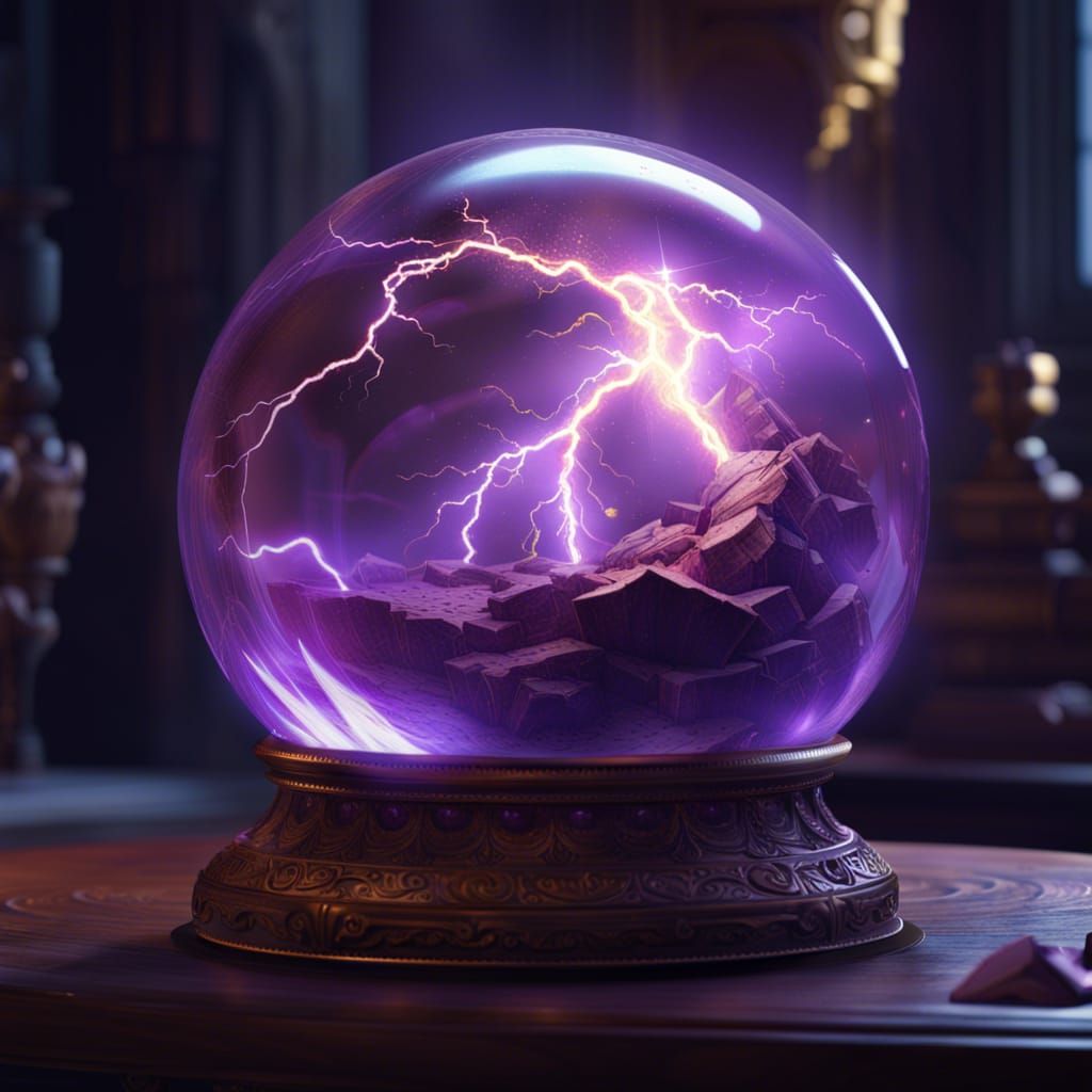 Lightning in Crystal Ball: Dark Fantasy Art
