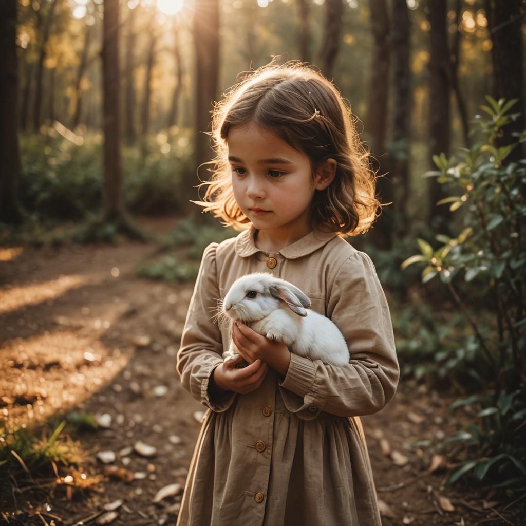Girl with Rabbit: Cinematic Film Still