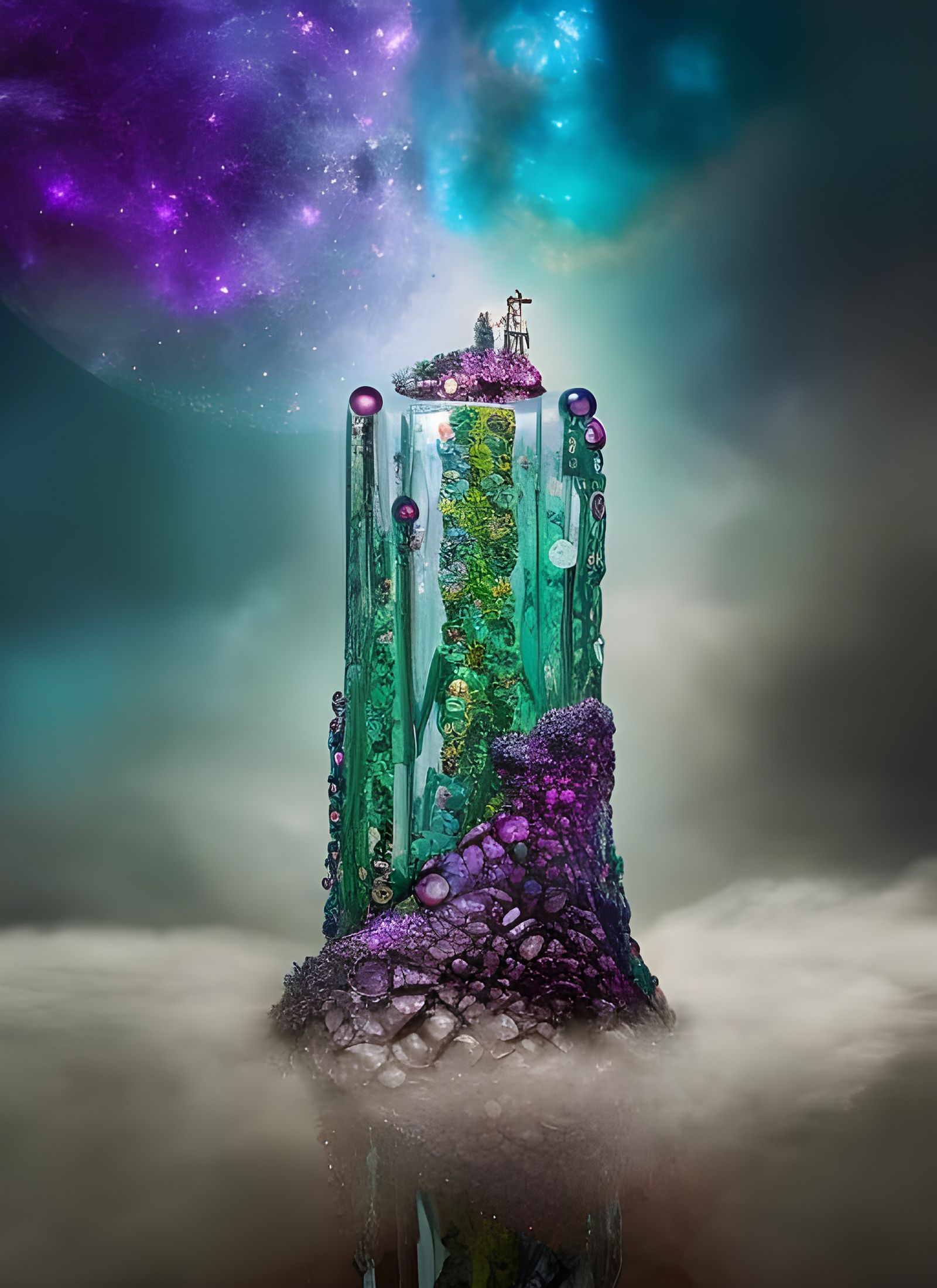 Gemstone Biology Cell with Glass DNA: Paranormalpunk Art