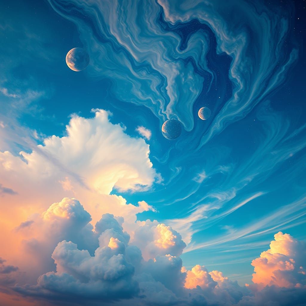 Surreal Sky Wonders in Abstract Expressionist Style