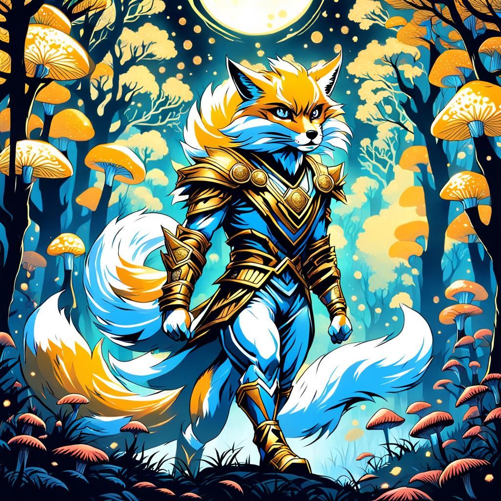 Kitsune Power Ranger Gold in Manga Style