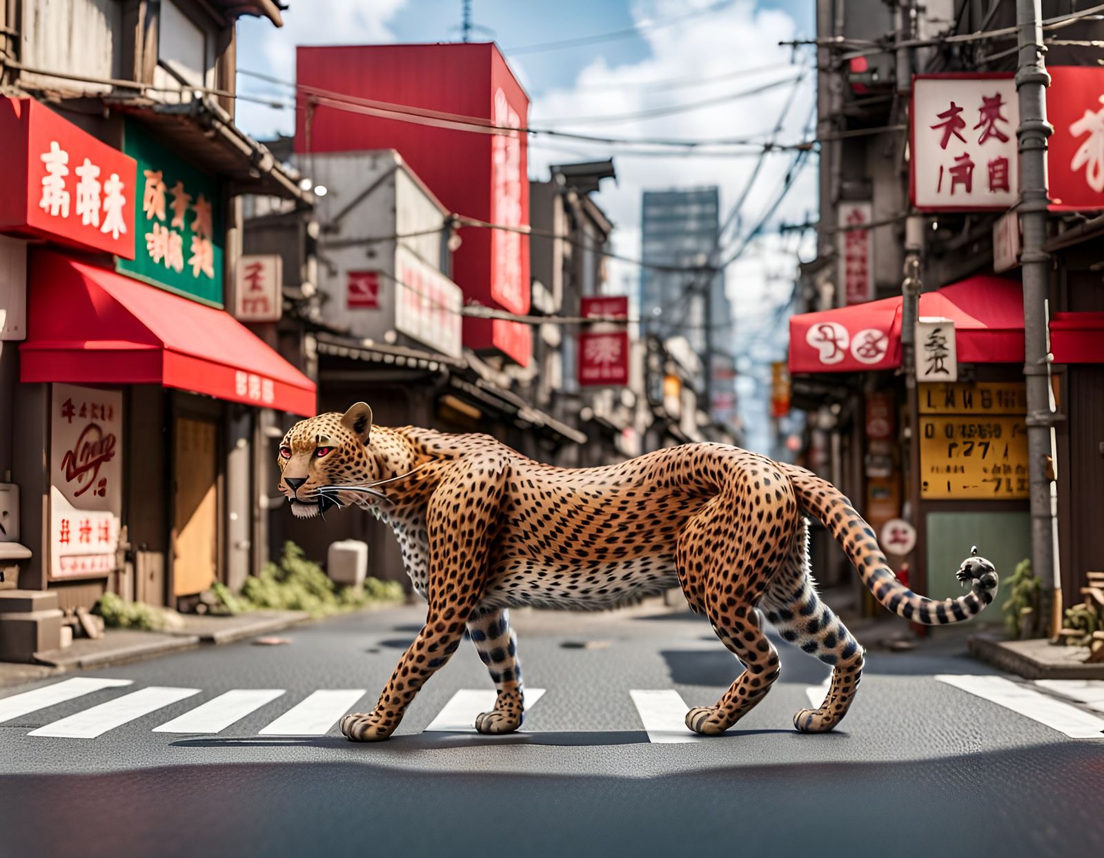 Japanese Leopard Diorama in Pop Culture Style