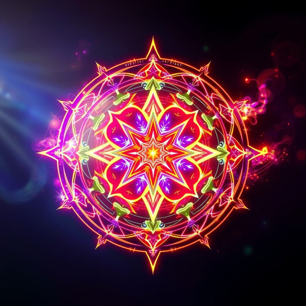 Vibrant Magic Sigil in Dark, Mystical Style