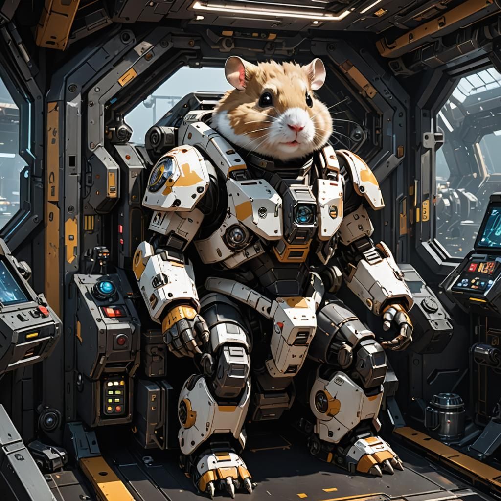 Hamster Pilot in Giant Mech Suit