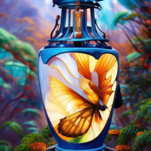 Stained Glass Lantern in Hyperdetailed Fantasy Illustration