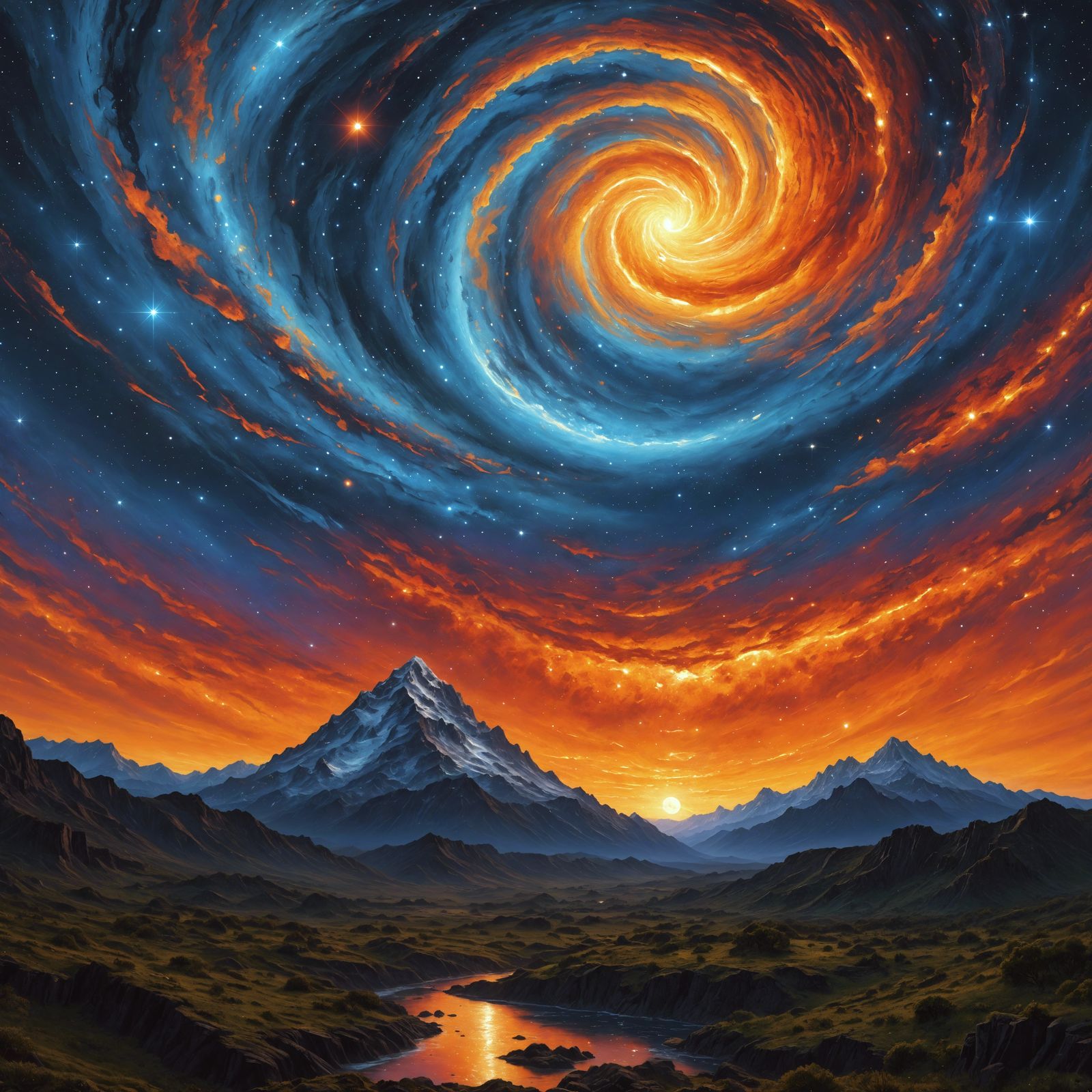 Impasto Painting: Celestial Star Emerges at Twilight