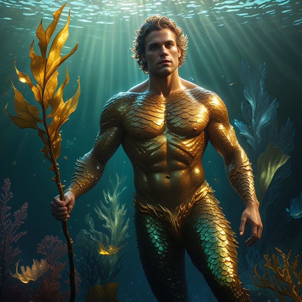 Merman Rising: Hyperrealistic Digital Painting in Sunlight