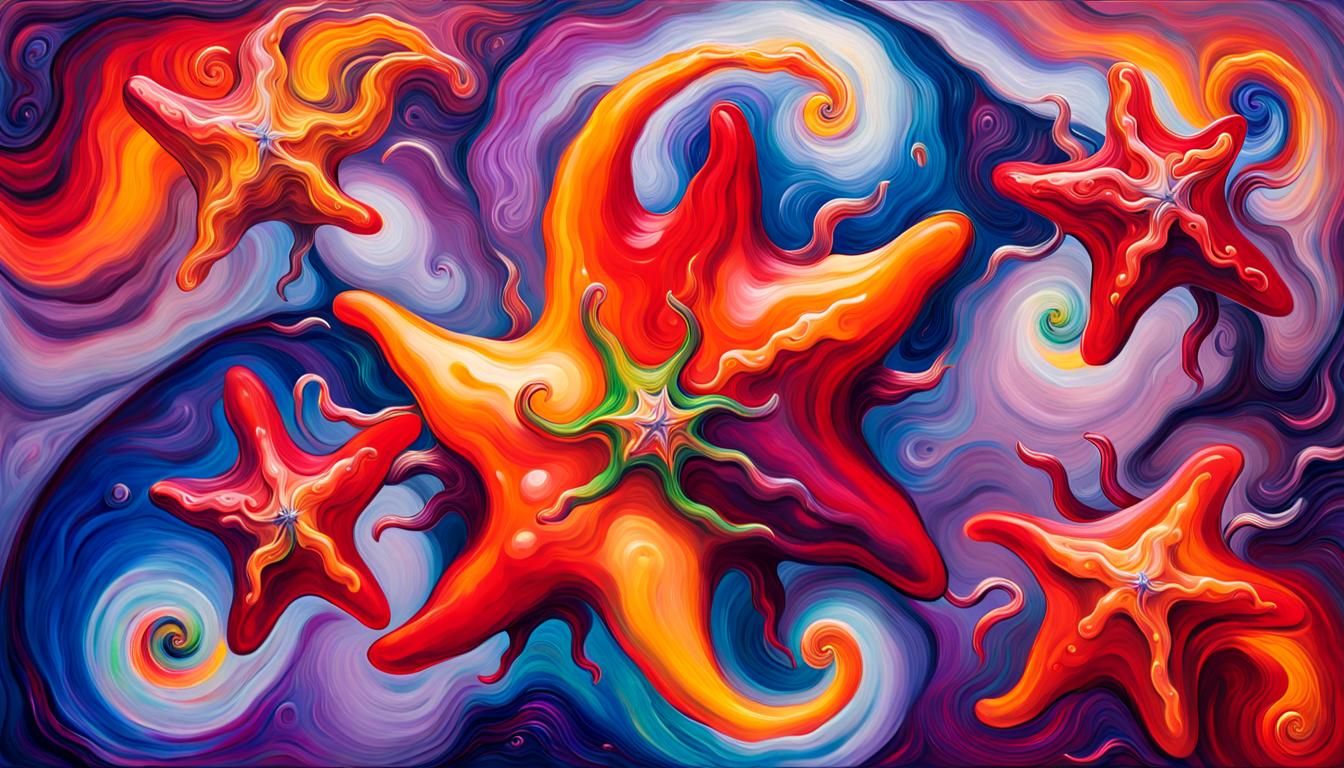 Whirling Chili Pepper Stars in Impasto Style