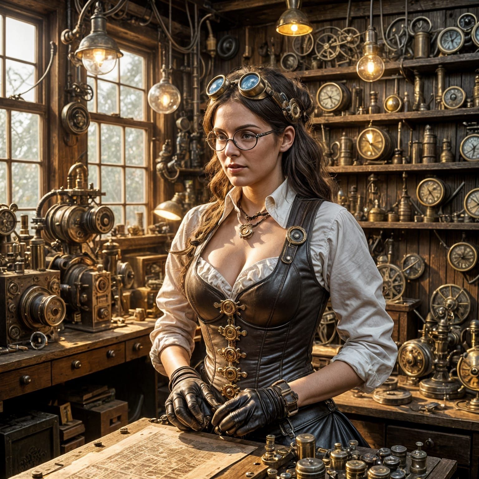 Steampunk Inventor in Gears and Goggles