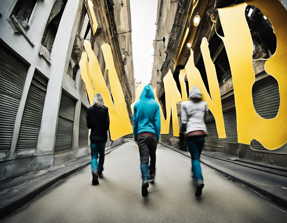 Surreal Inverted World With Walking Figures