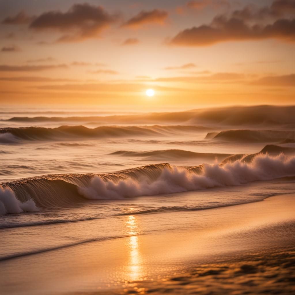 Golden Coastal Scene at Magic Hour Photography