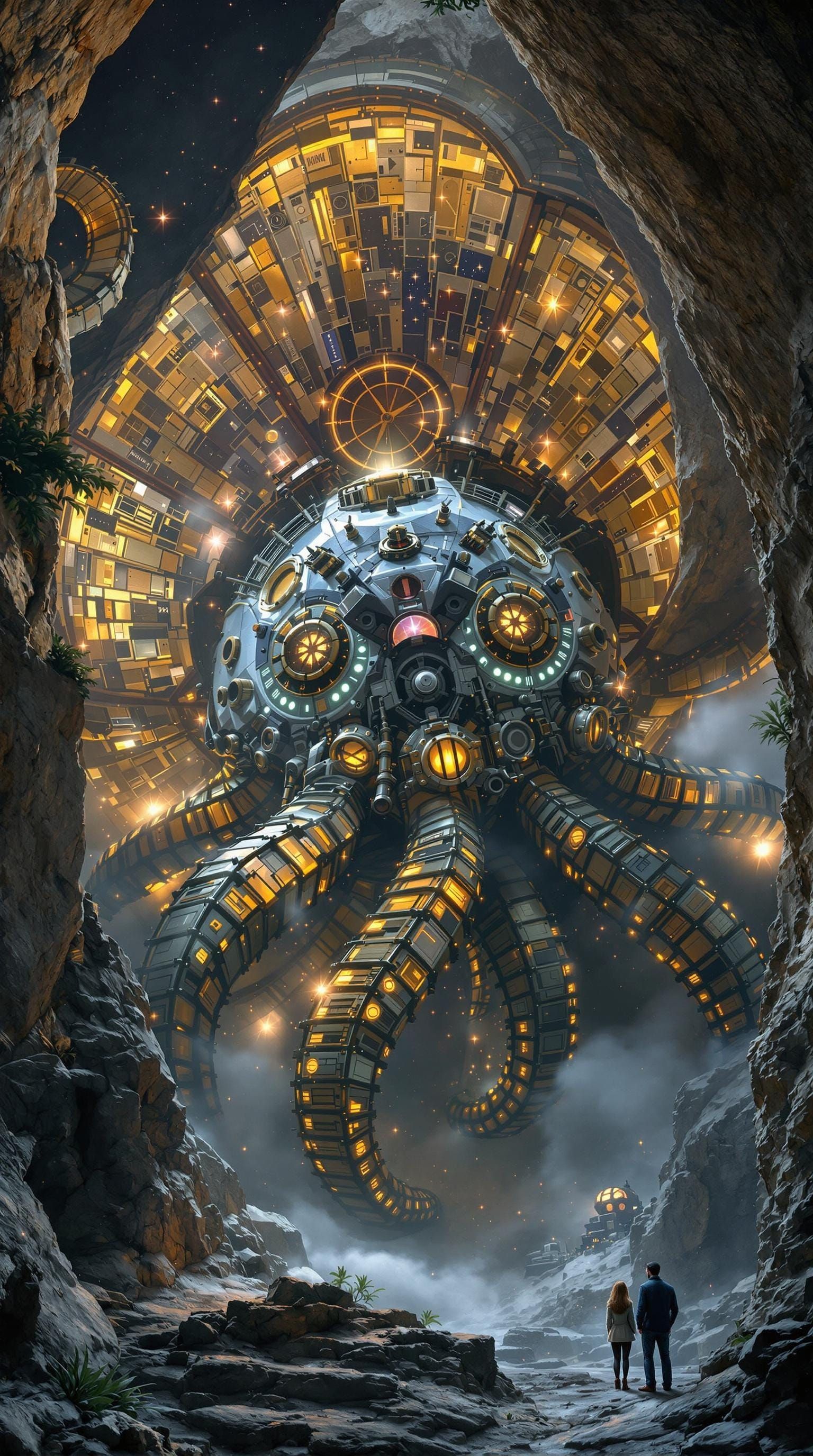 Cathedral Crustacean Monitors Cosmic Tides: Steampunk Surrea...