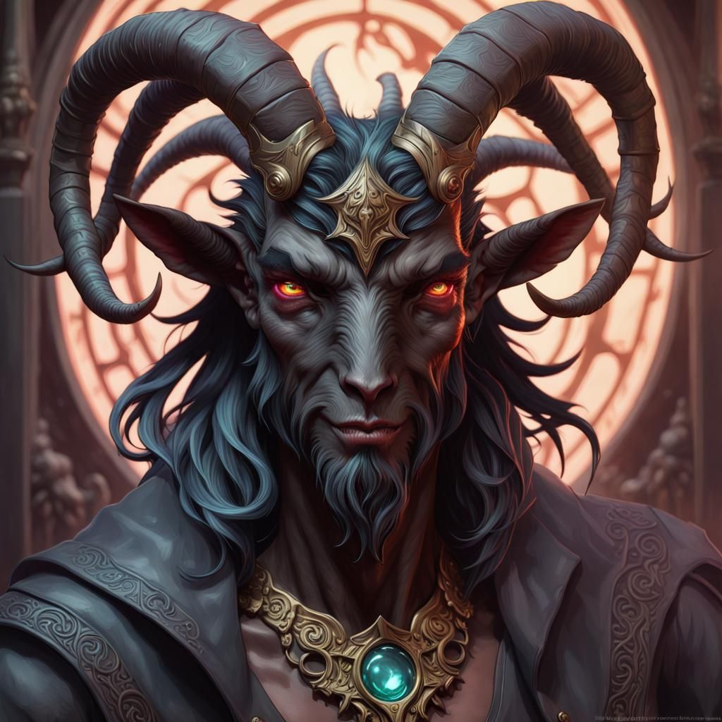 Eldritch Goat-Man Portrait in Digital Art Style