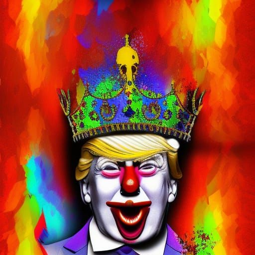 Clown in Crown and Handcuffs: Pop Art Digital Illustration