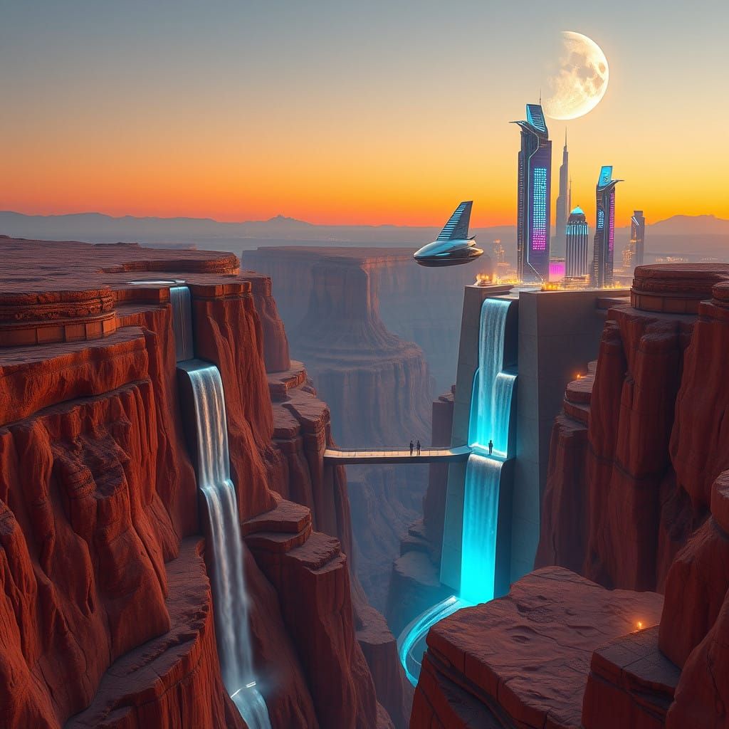 Futuristic Canyon City in a Dreamlike State