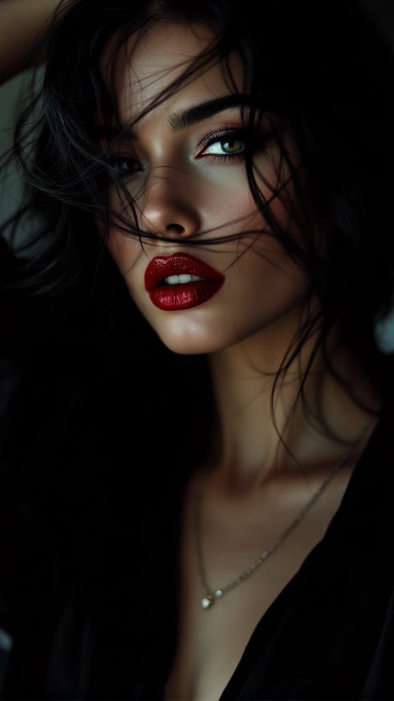 Goddess of Shadows in Noir Velvet Elegance