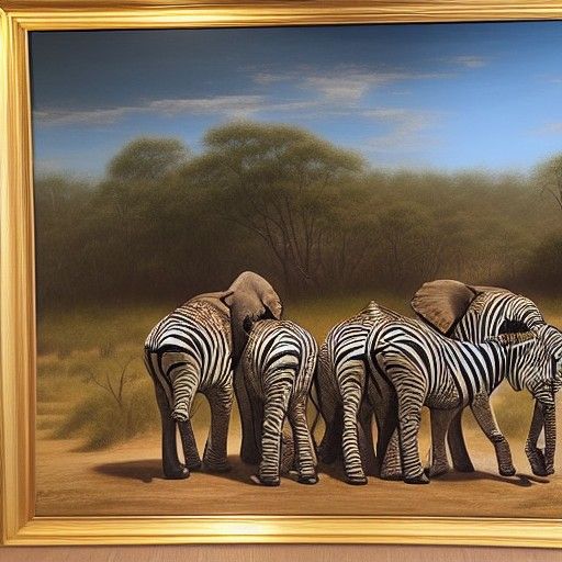 Animals Drinking Tea: Oil Painting by Gurney Style