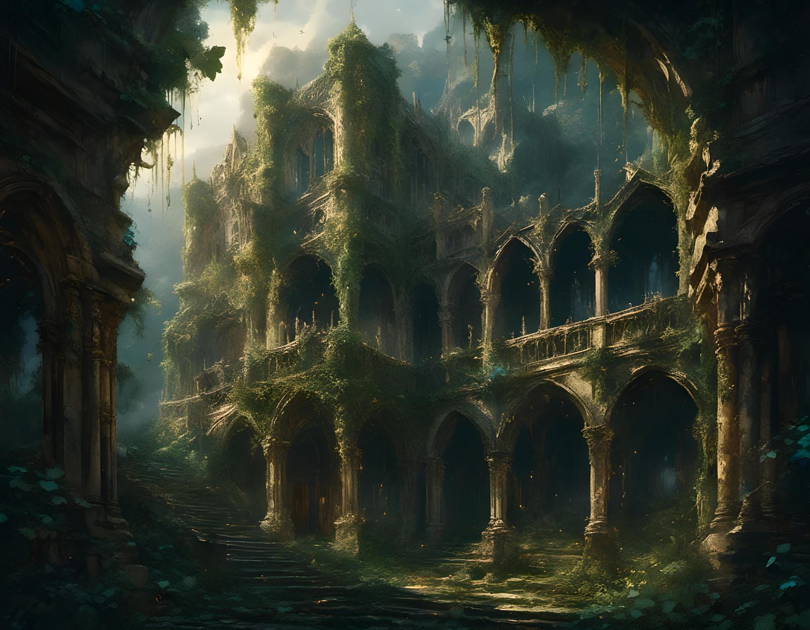 Jungle Monastery Ruins at Blue Hour