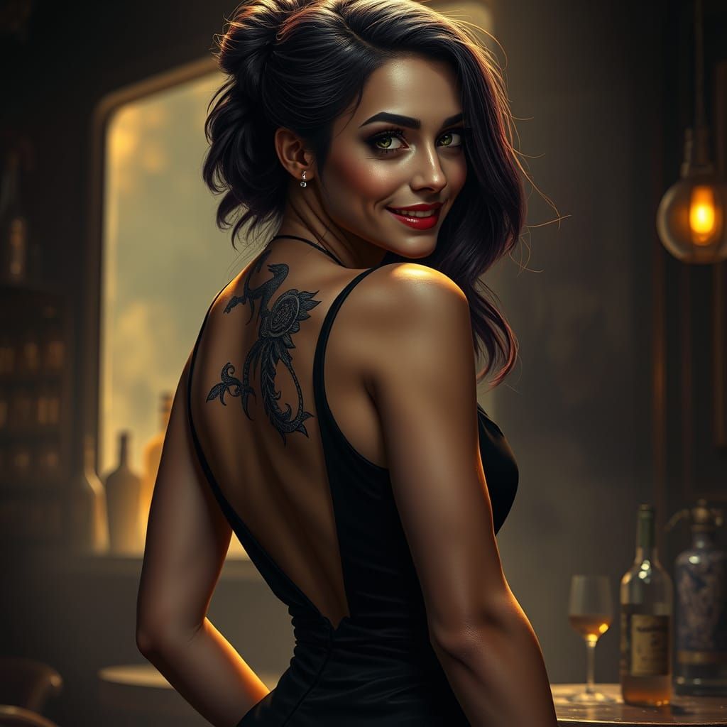 Hyper-Realistic Portrait of a Confident Female Assassin in a...