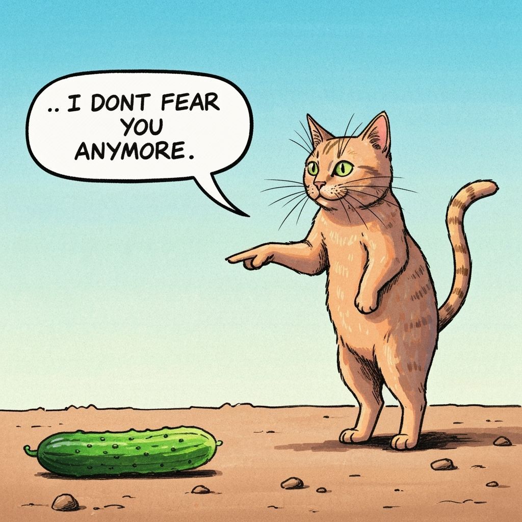 Cat Overcomes Fear of Cucumber in Fantasy Comic