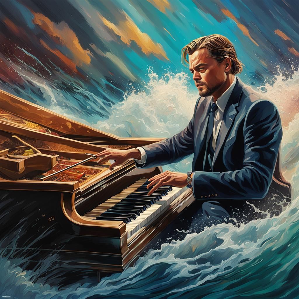 Hyperrealistic Leonardo DiCaprio Plays Piano on Raft