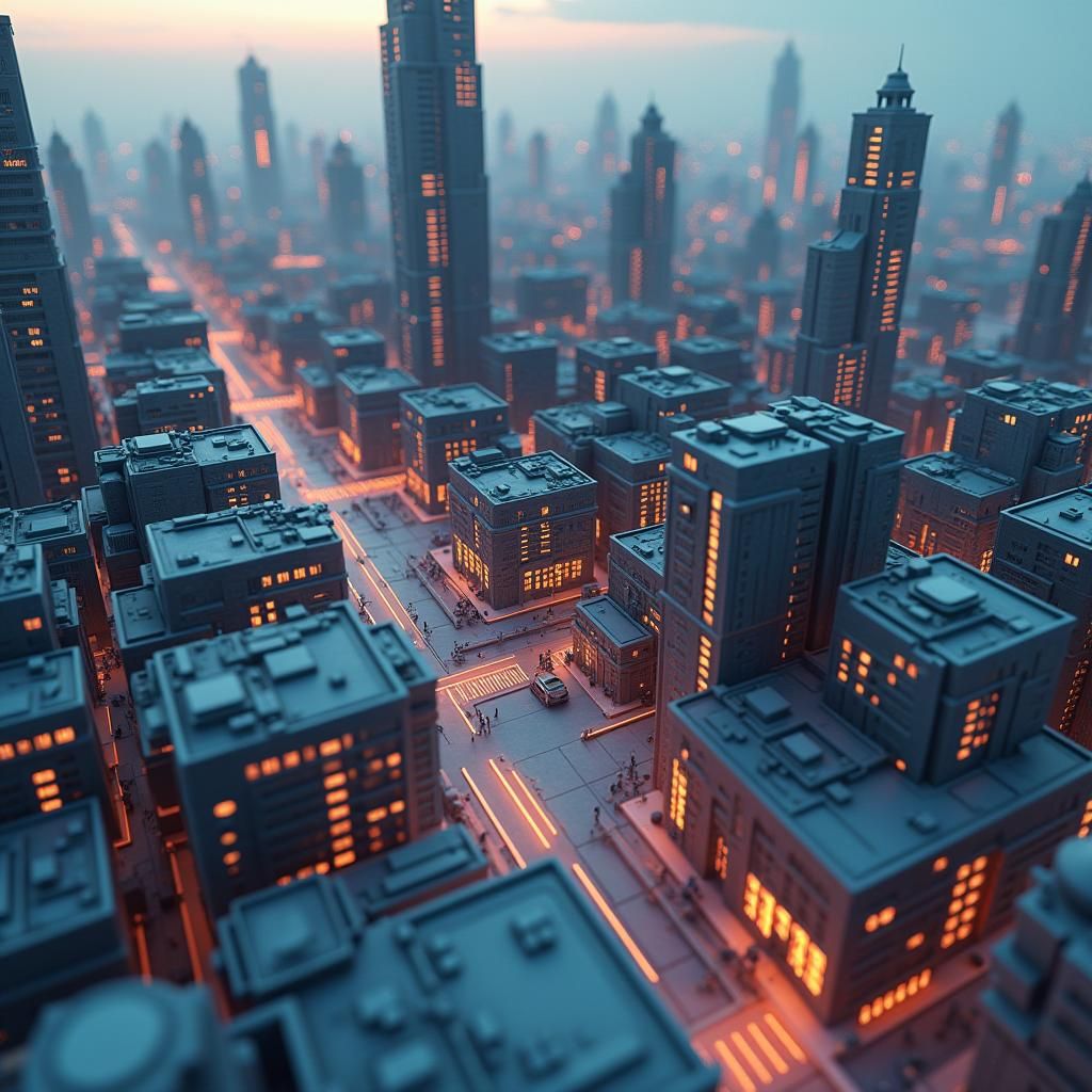 Sleek Low-Poly Urban Terrain in Cyberpunk Style