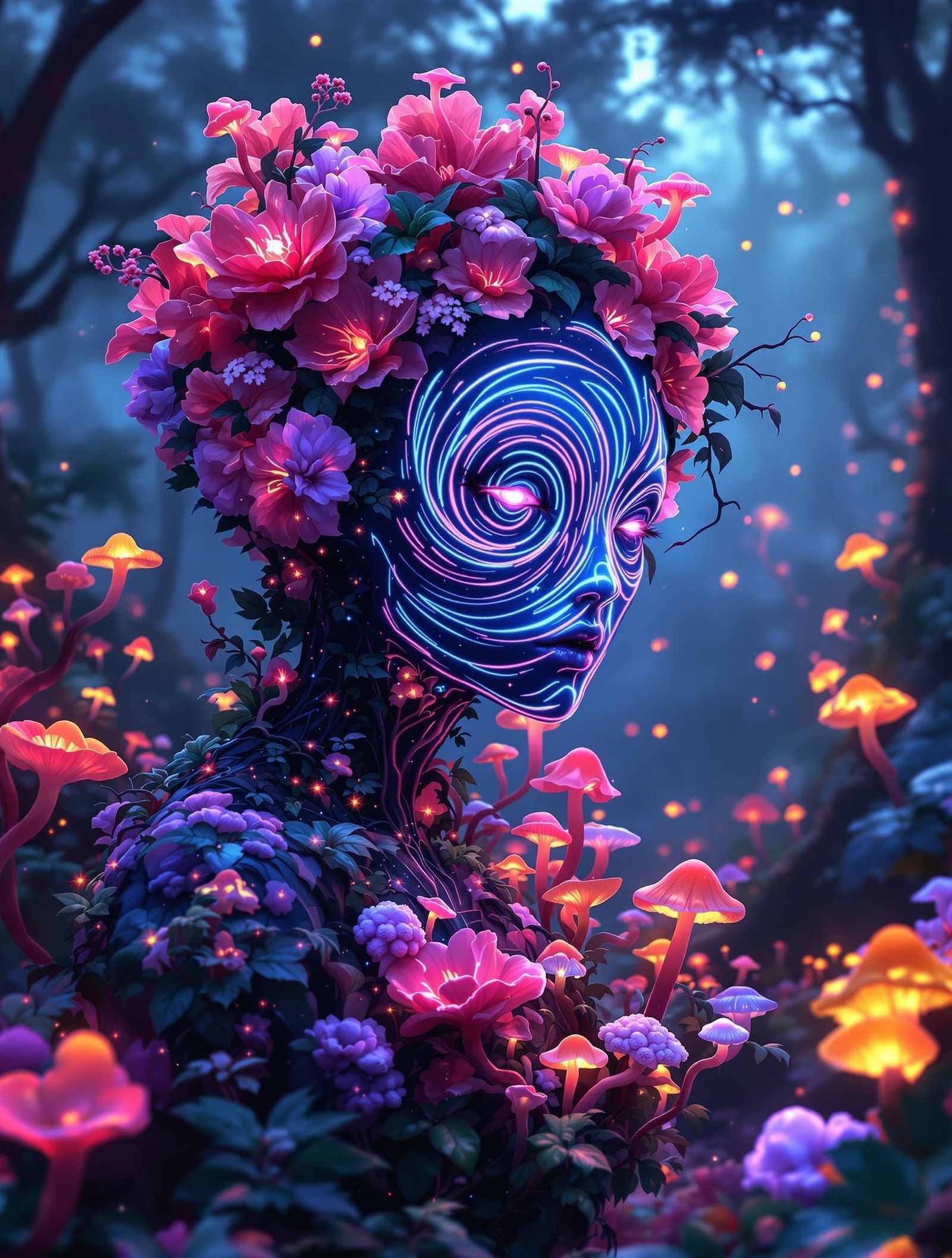 Cyberpunk Fae in Neon Bloom