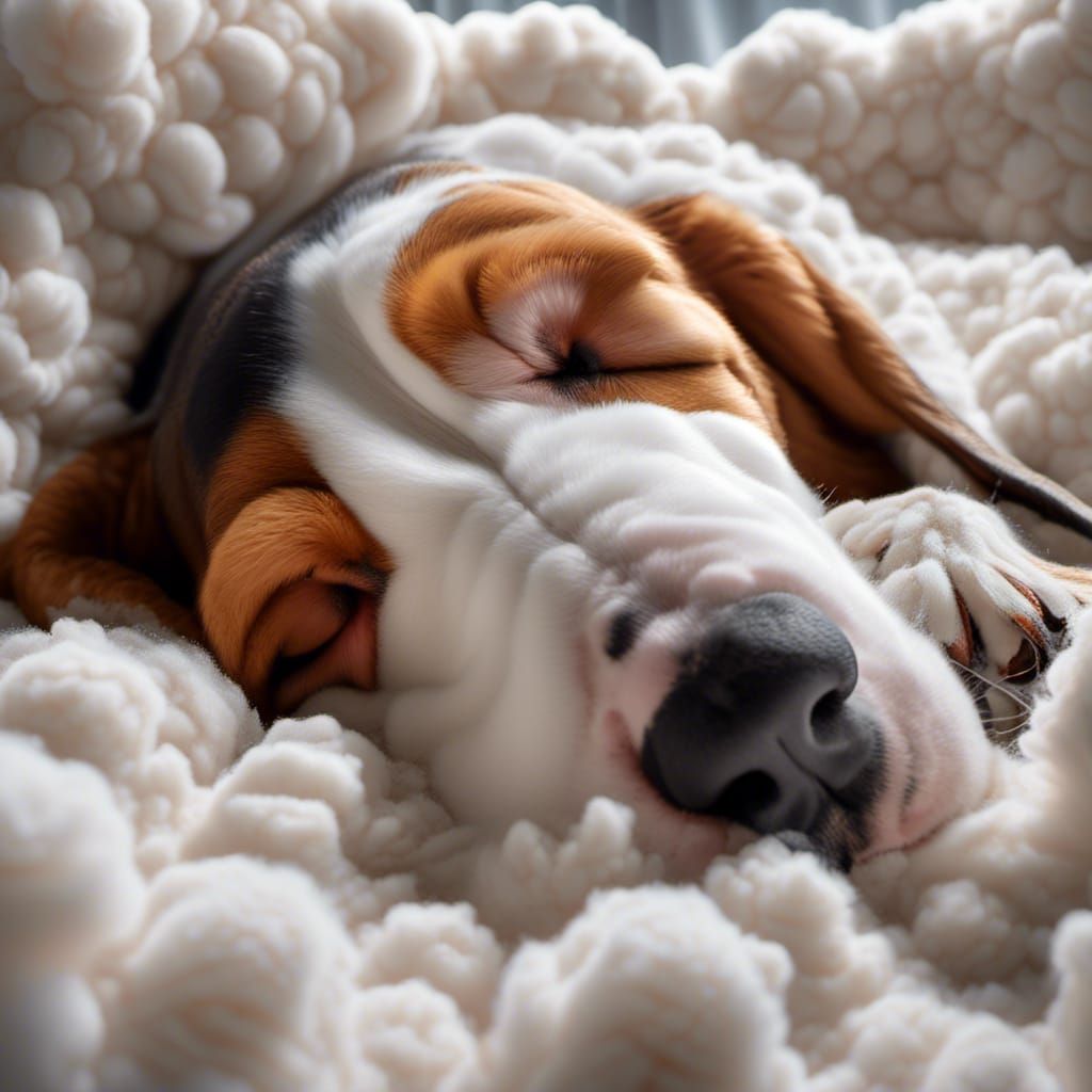 Relaxing Basset Hound Taking a Nap