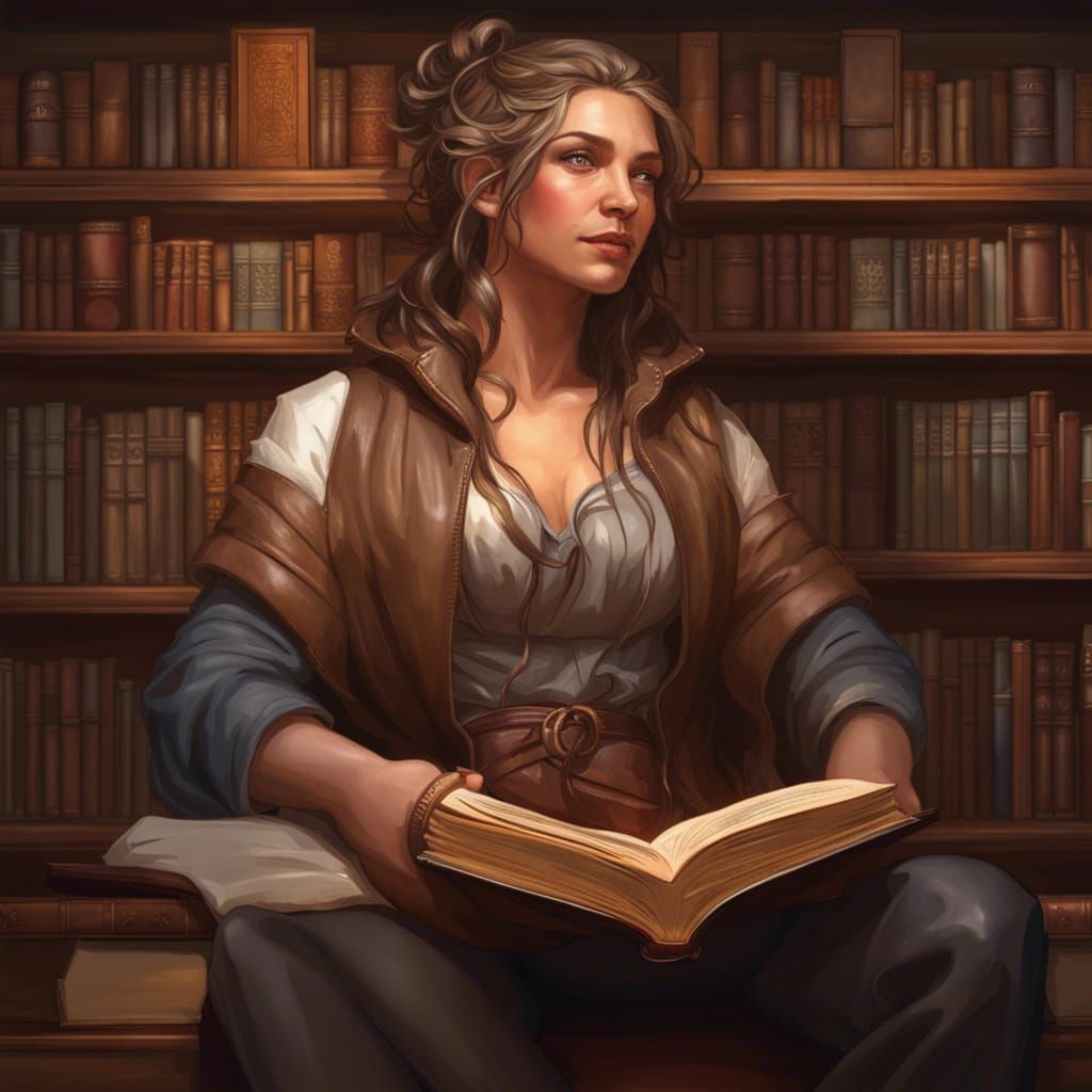 Detailed Bookshelf with Leather-Bound Books in Hyperrealism