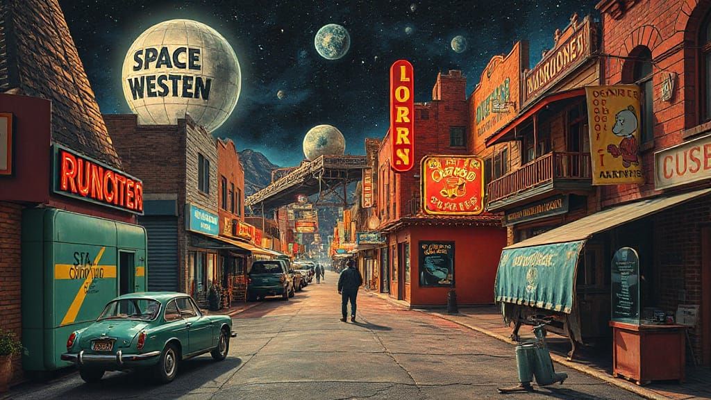Retrofuturistic Space Western Town