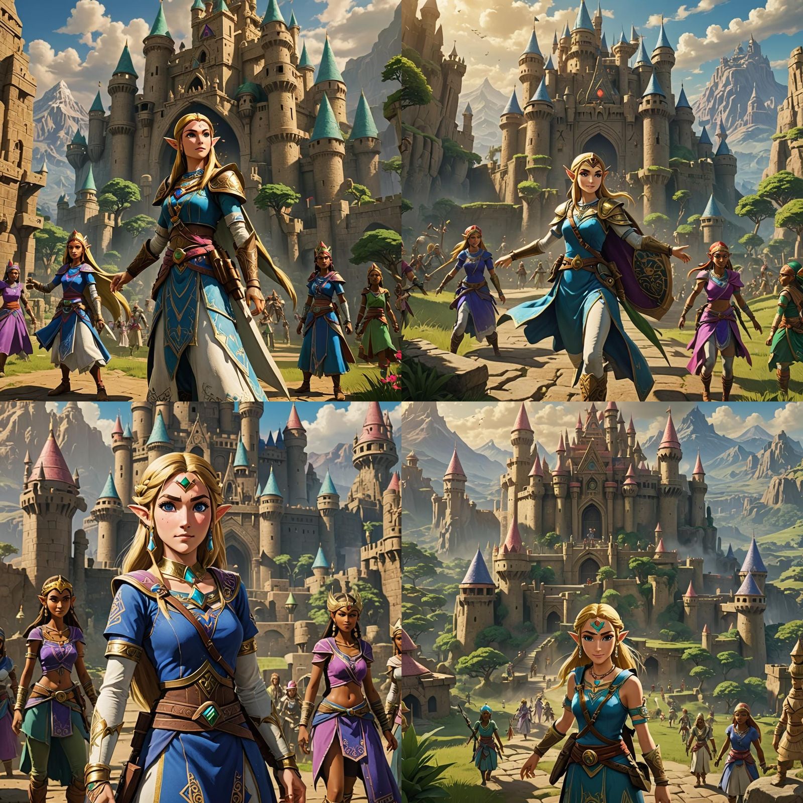 Princess Zelda and Gerudo Ladies: Fantasy Art