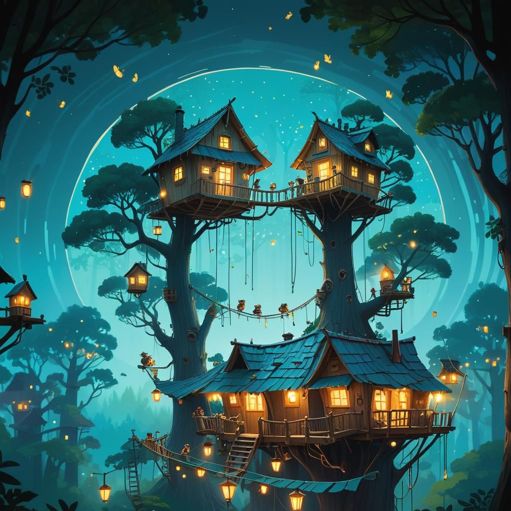 Ewoks Build Treehouse Village in Whimsical Forest