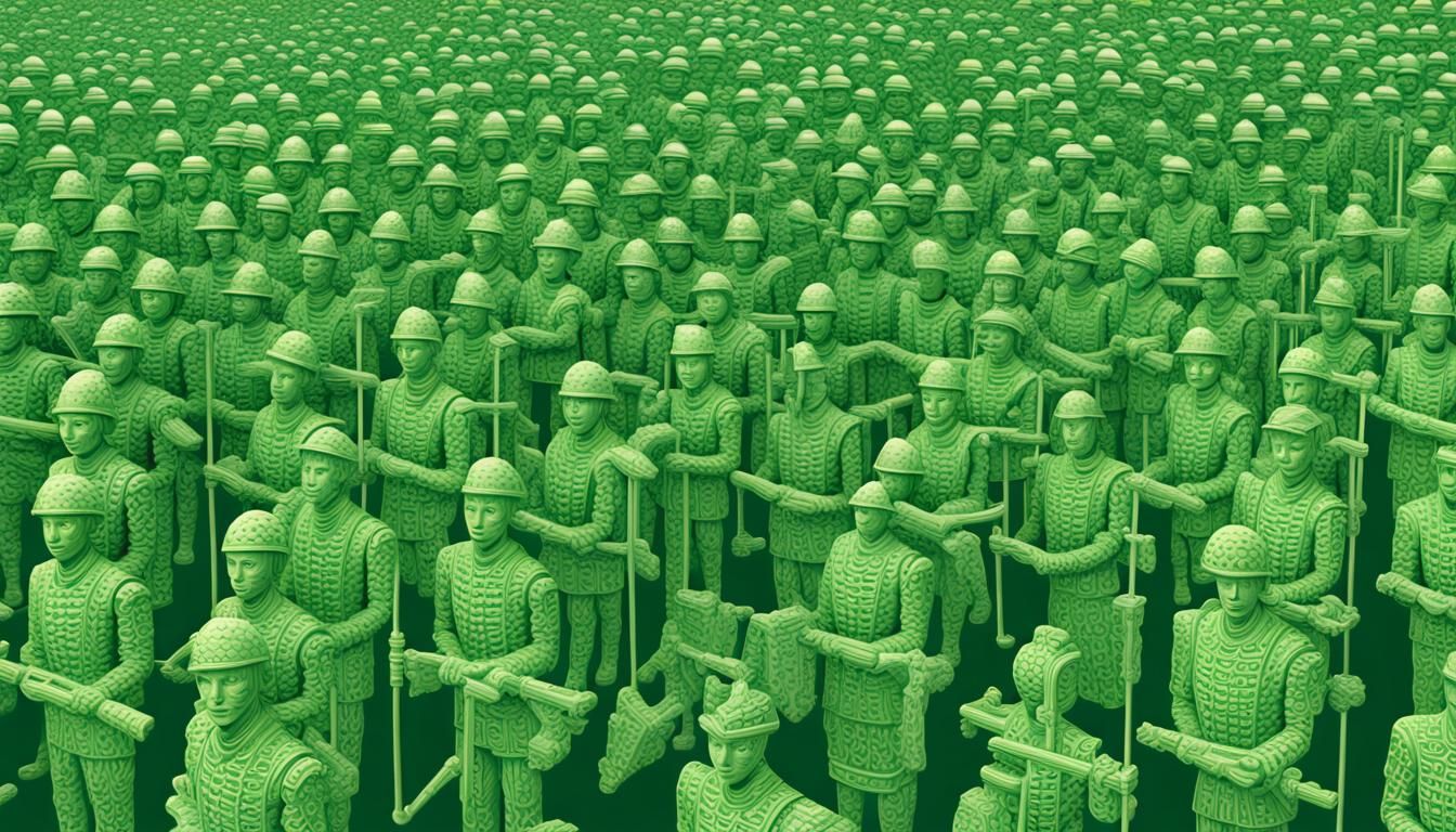 Green Toy Soldier in Art Deco Style