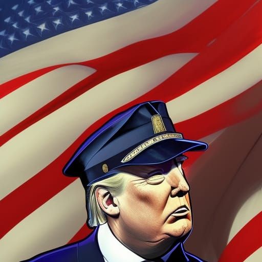 Donald Trump Portrait in Military Uniform, Detailed Art