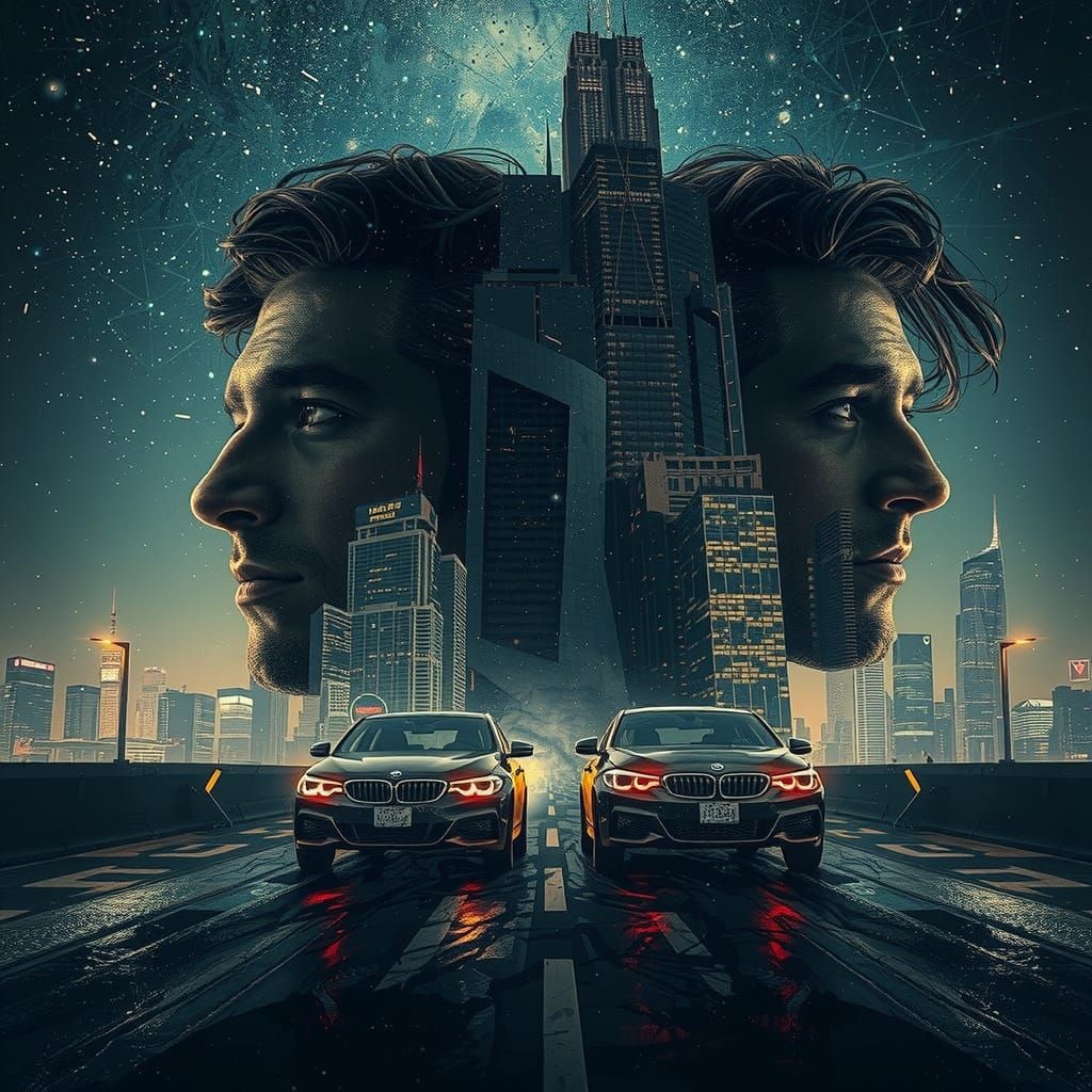 Complex Double Exposure of Stars and Cityscapes