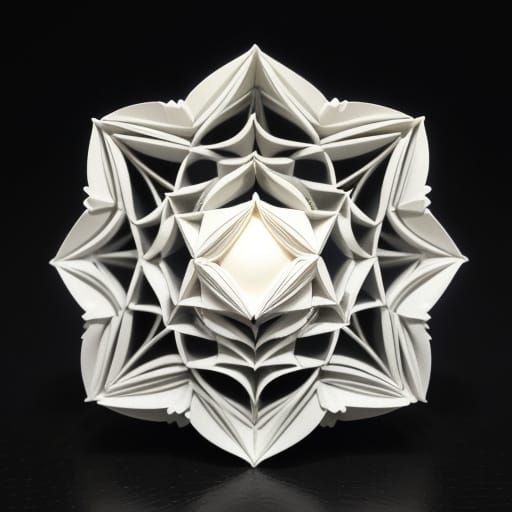 Origami Spider Web with Intricate Paper Folds