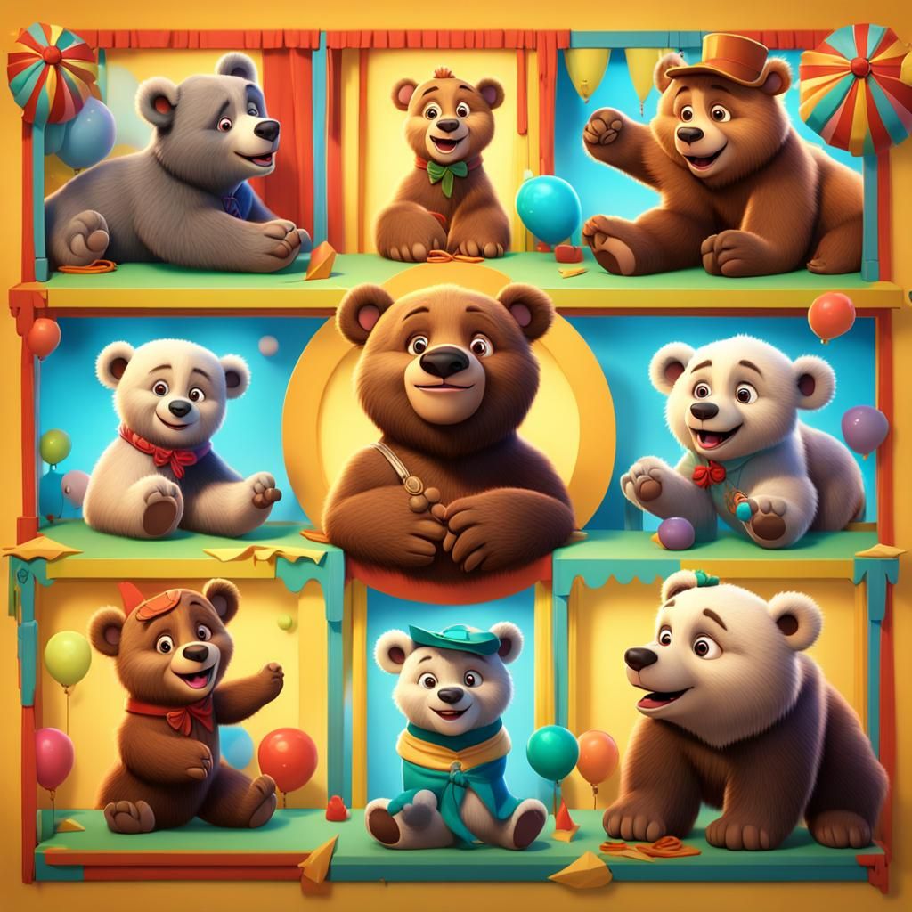 Brother Bear Circus Adventure in 3D Digital Art