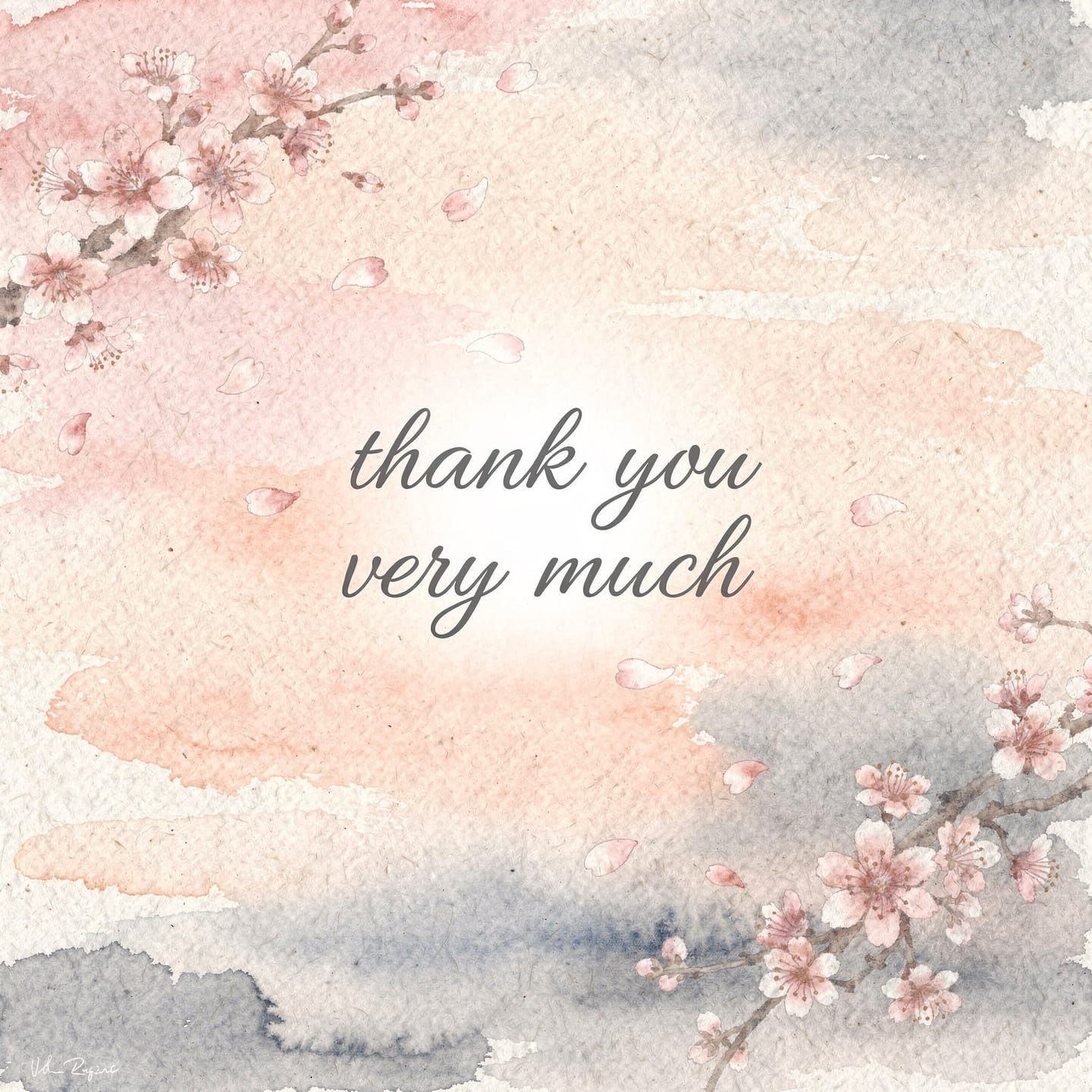 Elegant "Thank You" Message with Japanese Flower Petals