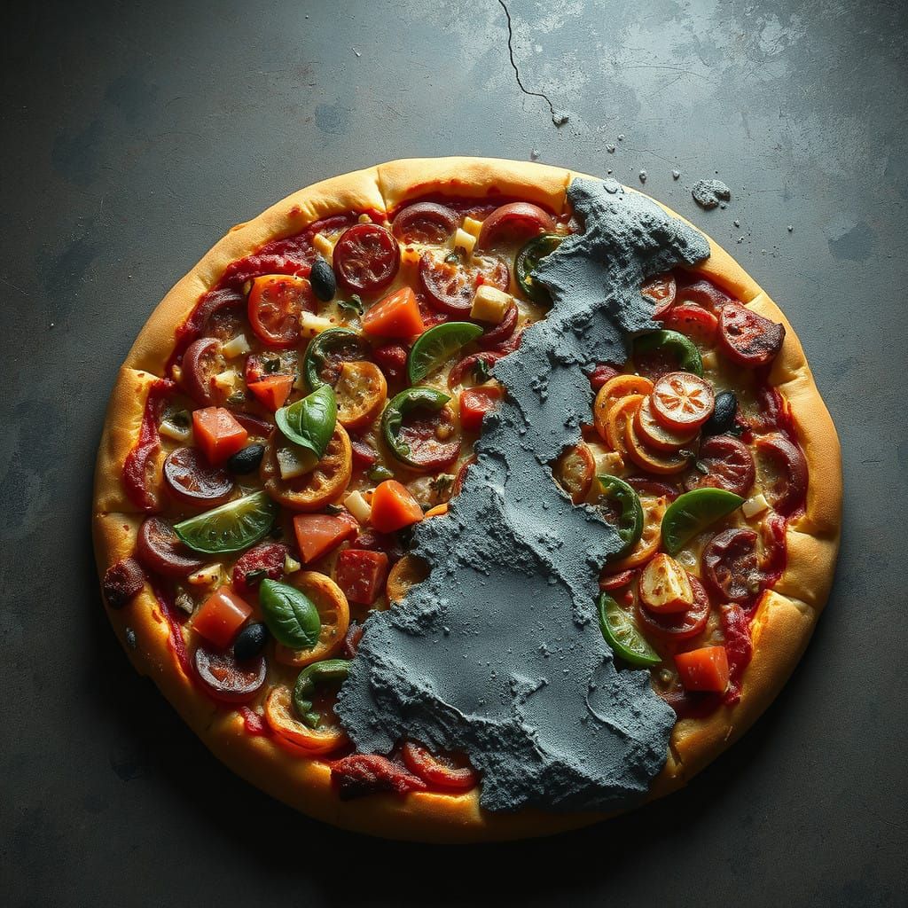 Savory Pizza Ruined by Urban Decay in Futuristic Matte Paint...