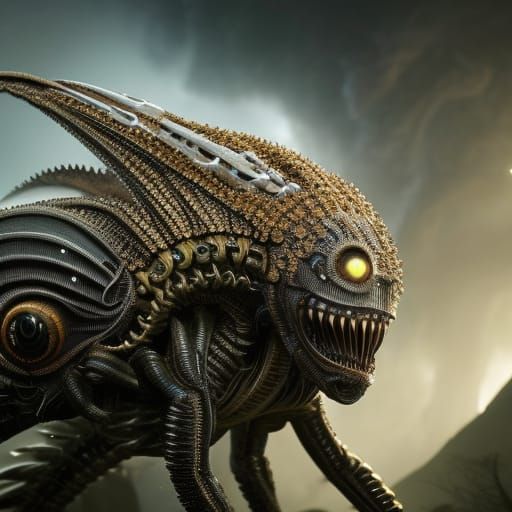 Majestic Alien Queen Emerges in Hyperdetailed Digital Art