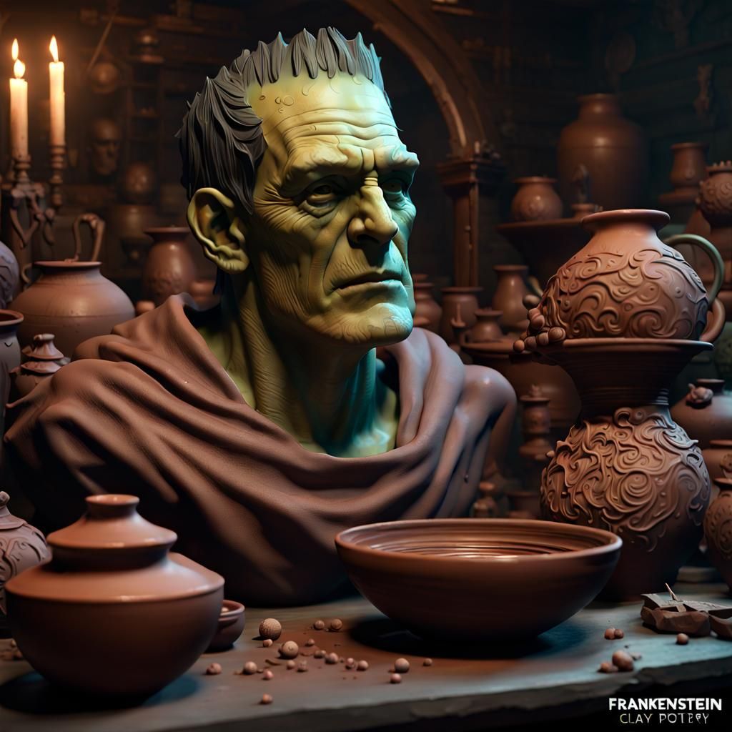 Frankenstein clay pottery