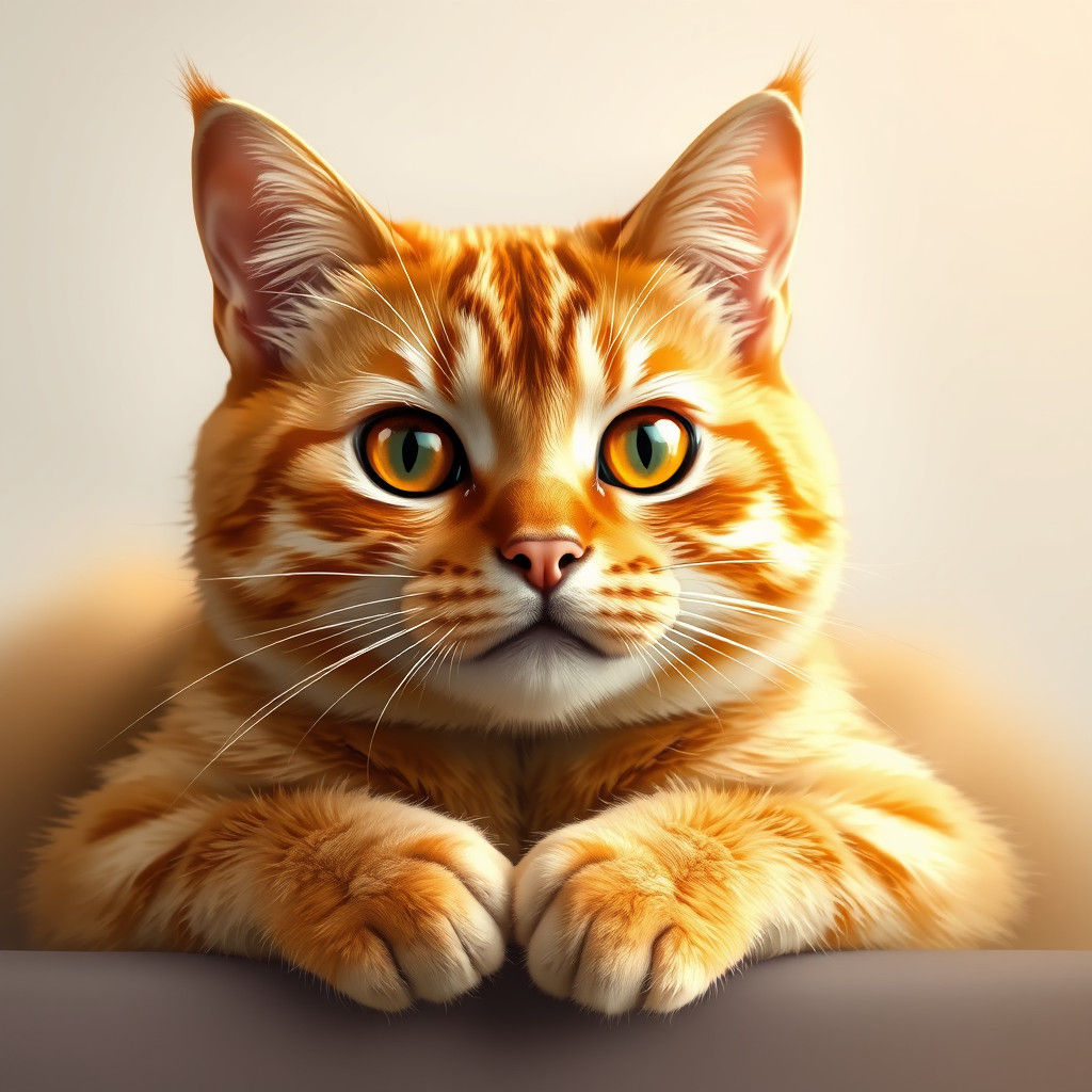 Orange Tabby Cat Portrait in Garfield Style