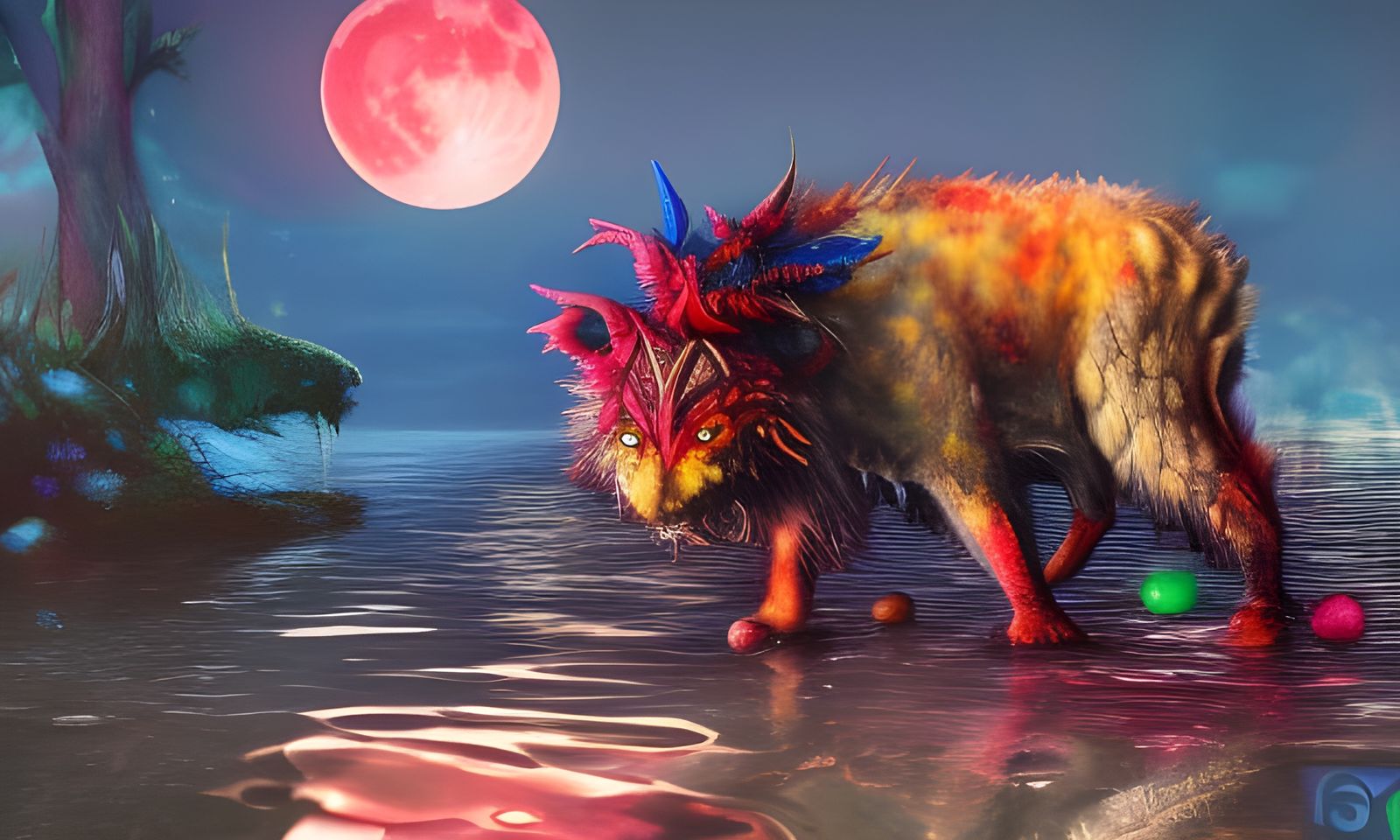 Sunset Animal Sculpture Reflecting on Water